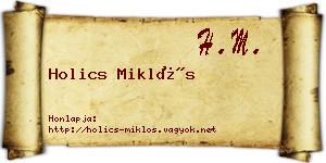 Holics Miklós névjegykártya